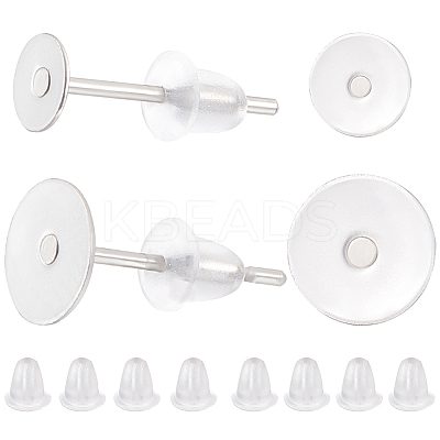 800Pcs 2 Styles  304 Stainless Steel Flat Round Blank Peg Stud Earring Findings FIND-BBC0003-52-1