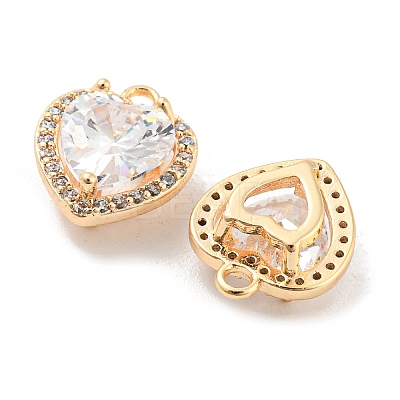 Brass Micro Pave Cubic Zirconia Charms KK-E090-05G-1