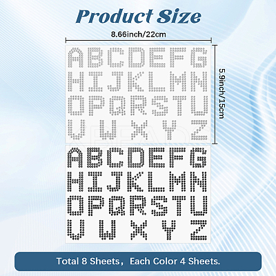 8 Sheets 2 Style Letter A~Z Acrylic Hotfix Rhinestone DIY-CP0012-54A-1