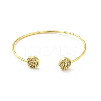 Clear Cubic Zirconia Flat Round Open Cuff Bangle BJEW-M231-02G-1