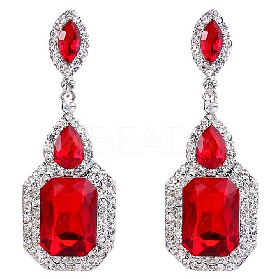 Brass Rhinestone Dangle Stud Earrings FS-WG9D6B6-15-1