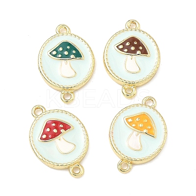 Autumn Brass Enamel Mushroom Links Connector Charms KK-K417-03C-G-1