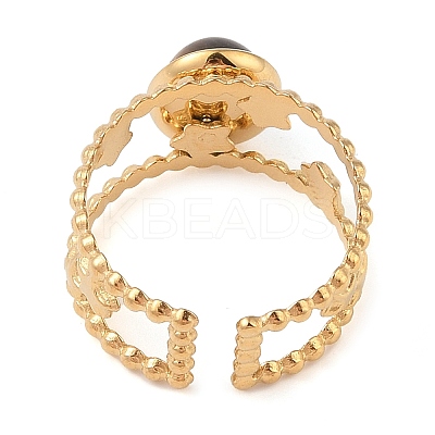 Oval Natural Tiger Eye Finger Rings RJEW-Z057-11G-01-1