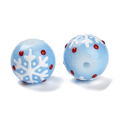 Christmas Theme Baking Paint Glass Beads LAMP-I028-08-1