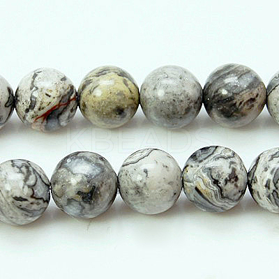 Natural Map Stone/Picasso Stone/Picasso Jasper Beads Strands X-G-G047-4mm-1