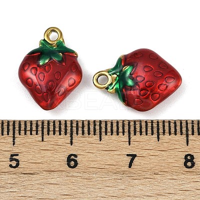 Strawberry 304 Stainless Steel Enamel Pendants STAS-L290-21C-G-1