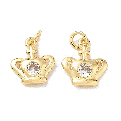 Brass Micro Pave Cubic Zirconia Charms KK-E797-01C-G-1