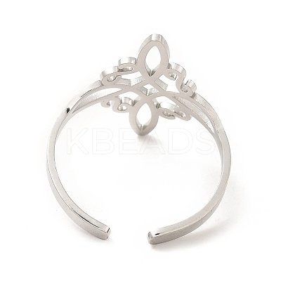 Non-Tarnish 304 Stainless Steel Sailor's Knot Open Cuff Ring RJEW-F128-01P-1