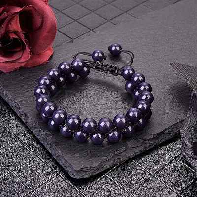 Synthetic Blue Goldstone Braided Bead Bracelet BJEW-SW00001-12-1