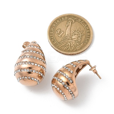 304 Stainless Steel Teardrop Stud Earrings EJEW-B108-06RG-1