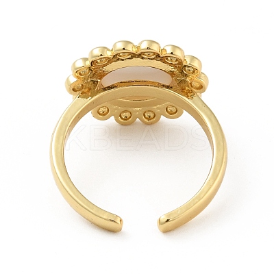 Acrylic Sun with Evil Eye Open Cuff Ring RJEW-B042-07G-04-1