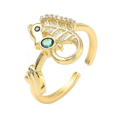 304 Stainless Steel Cubic Zirconia Cuff Open Rings for Women LS-RJEW-Z122-02G-05-1