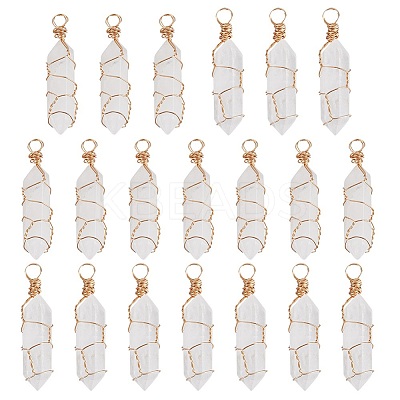 20Pcs Natural Quartz Crystal Pendants PALLOY-AB00128-1