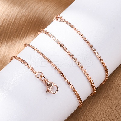 Brass Link Chain Necklaces for Women NJEW-D302-13RG-1