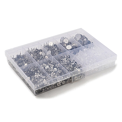 Non-Tarnish 304 Stainless Steel Earring Needle with 201 Stainless Steel Earring Nuts AJEW-Z040-01P-1