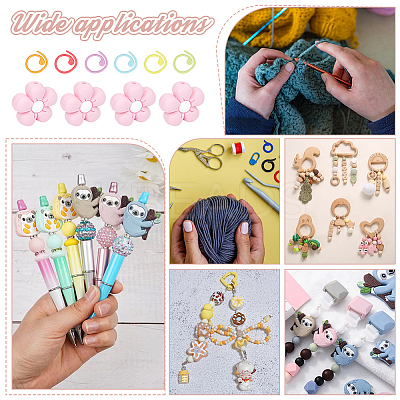 Flower Silicone Knitting Needle Point Protectors DIY-NB0009-49-1