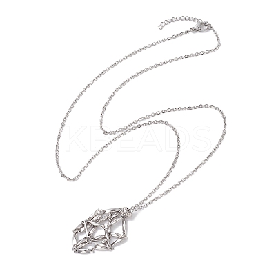 Crystal Stone Cage Pendant Necklaces NJEW-JN04758-03-1
