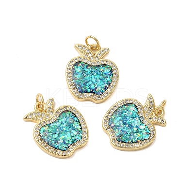 Brass Micro Pave Cubic Zirconia Pendants KK-K385-126G-1