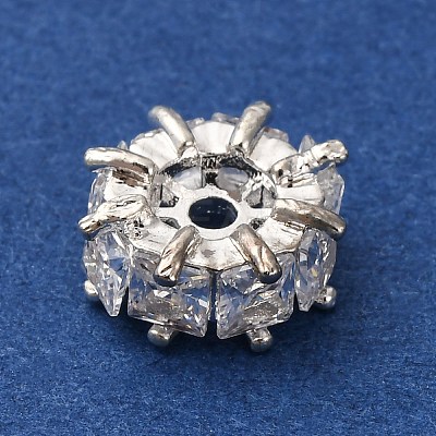 Brass Micro Pave Clear Cubic Zirconia Beads KK-D378-24S-02-1