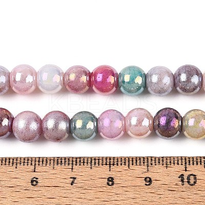 Electroplate Opaque Glass Beads Strands EGLA-T026-8mm-05F-1