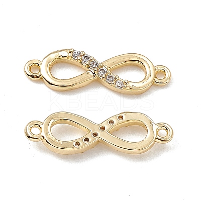 Brass Micro Pave Clear Cubic Zirconia Connector Charms KK-E068-VB388-1