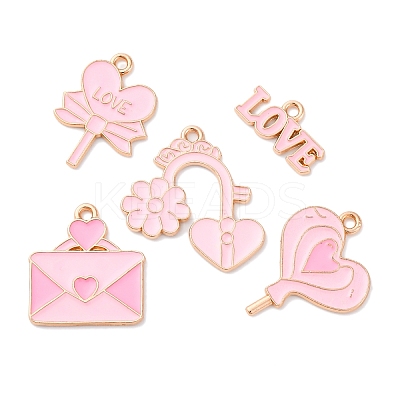 20Pcs 5 Styles Valentine's Day Theme Alloy Enamel Pendants ENAM-FP0002-15-1