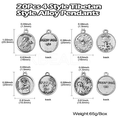 20Pcs 4 Style Tibetan Style Alloy Pendants TIBEP-CJ0001-20-1