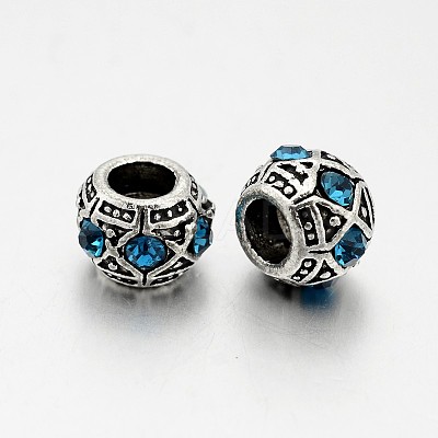 Antique Silver Plated Alloy Rhinestone European Beads CPDL-J031-AS-1