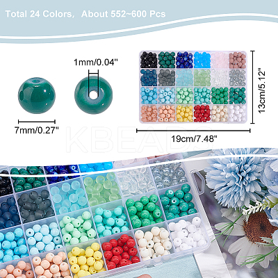 DIY 552~600Pcs 24 Style Round Beads Jewelry Making Finding Kit DIY-PH0013-59-1