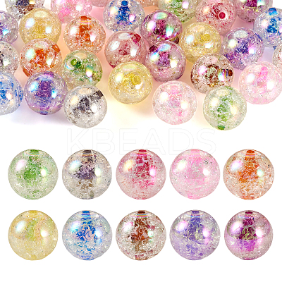 30Pcs 10 Colors Transparent Crackle Acrylic Beads MACR-TA0001-37-1