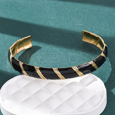 304 Stainless Steel Enamel Bangles for Women LS-BJEW-H637-01G-1
