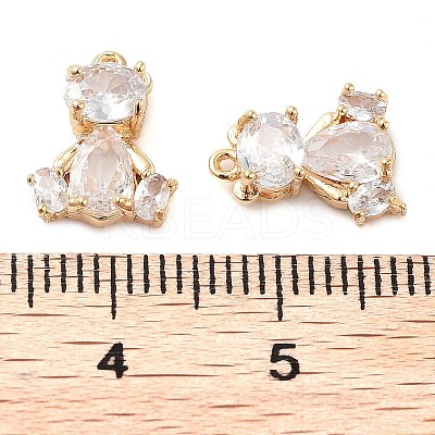 Brass Micro Pave Clear Cubic Zirconia Charms KK-U028-11G-1