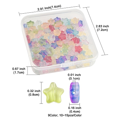 120Pcs 9 Colors Transparent Spray Painted Glass Beads GLAA-FS0002-13-1
