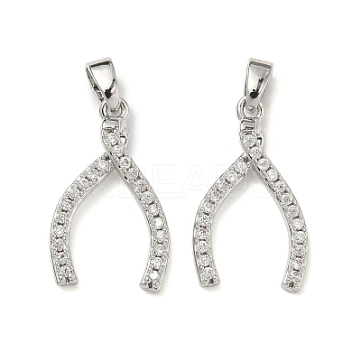 Brass Micro Pave Clear Cubic Zirconia Pendants KK-H254-13P-1