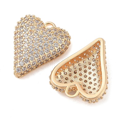 Brass Micro Pave Clear Cubic Zirconia Pendants KK-S388-01G-04-1