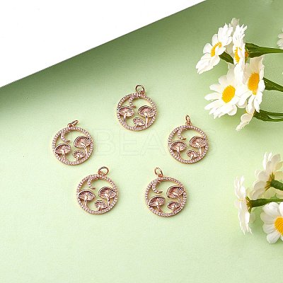 5Pcs Brass Micro Pave Clear Cubic Zirconia Pendants ZIRC-SZ0003-33A-1
