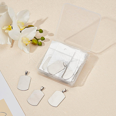304 Stainless Steel Rectangle Big Pendants STAS-BC0001-05P-1