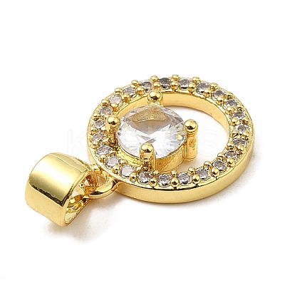 Rack Plating Brass Micro Pave Clear Cubic Zirconia Pendants KK-Q784-26G-1
