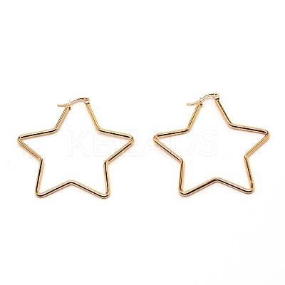 Star 201 Stainless Steel Huge Hoop Earrings for Girl Women EJEW-TAC0011-03G-1