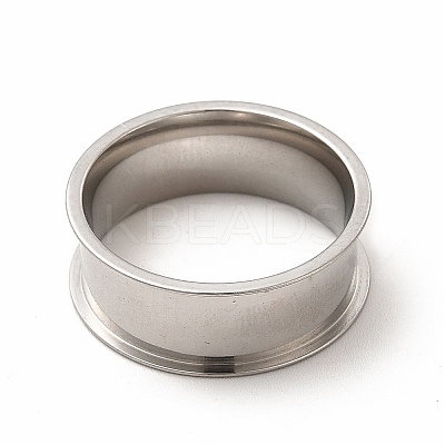 Non-Tarnish 201 Stainless Steel Grooved Finger Ring Settings STAS-P323-04P-1