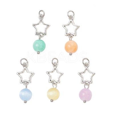 Dyed Natural Selenite with Alloy Pendants PALLOY-JF04734-1