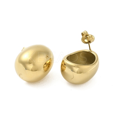 304 Stainless Steel Oval Stud Earrings for Women EJEW-U020-18G-1