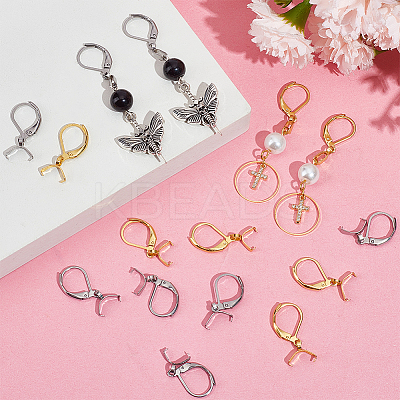60Pcs 2 Colors 304 Stainless Steel Leverback Earring Findings STAS-SP0001-20-1