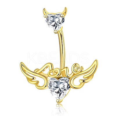 304 Stainless Steel Pave Cubic Zirconia Curved Barbell Belly Rings FS-WG6D7D2-08-1