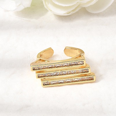 Brass Micro Pave Cubic Zirconia Cuff Rings for Women RJEW-K312-01B-G-1