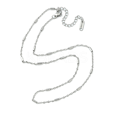 304 Stainless Steel Column Link Chain Necklace for Men Women NJEW-YW0001-15-1