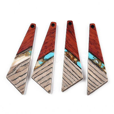 Transparent Resin & Walnut Wood Pendants RESI-TAC0017-53-A01-1