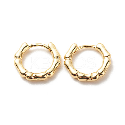 Brass Bamboo Shape Hoop Earrings for Women EJEW-G306-04G-1