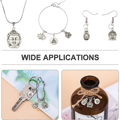 100Pcs 10 Styles Tibetan Style Zinc Alloy Charms TIBEP-CJ0003-08-1