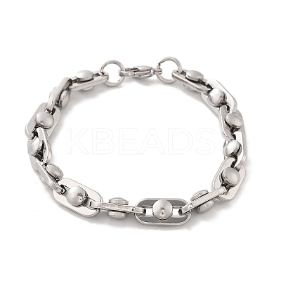 304 Stainless Steel Oval Link Chain Bracelets for Women Men BJEW-F488-29P-1